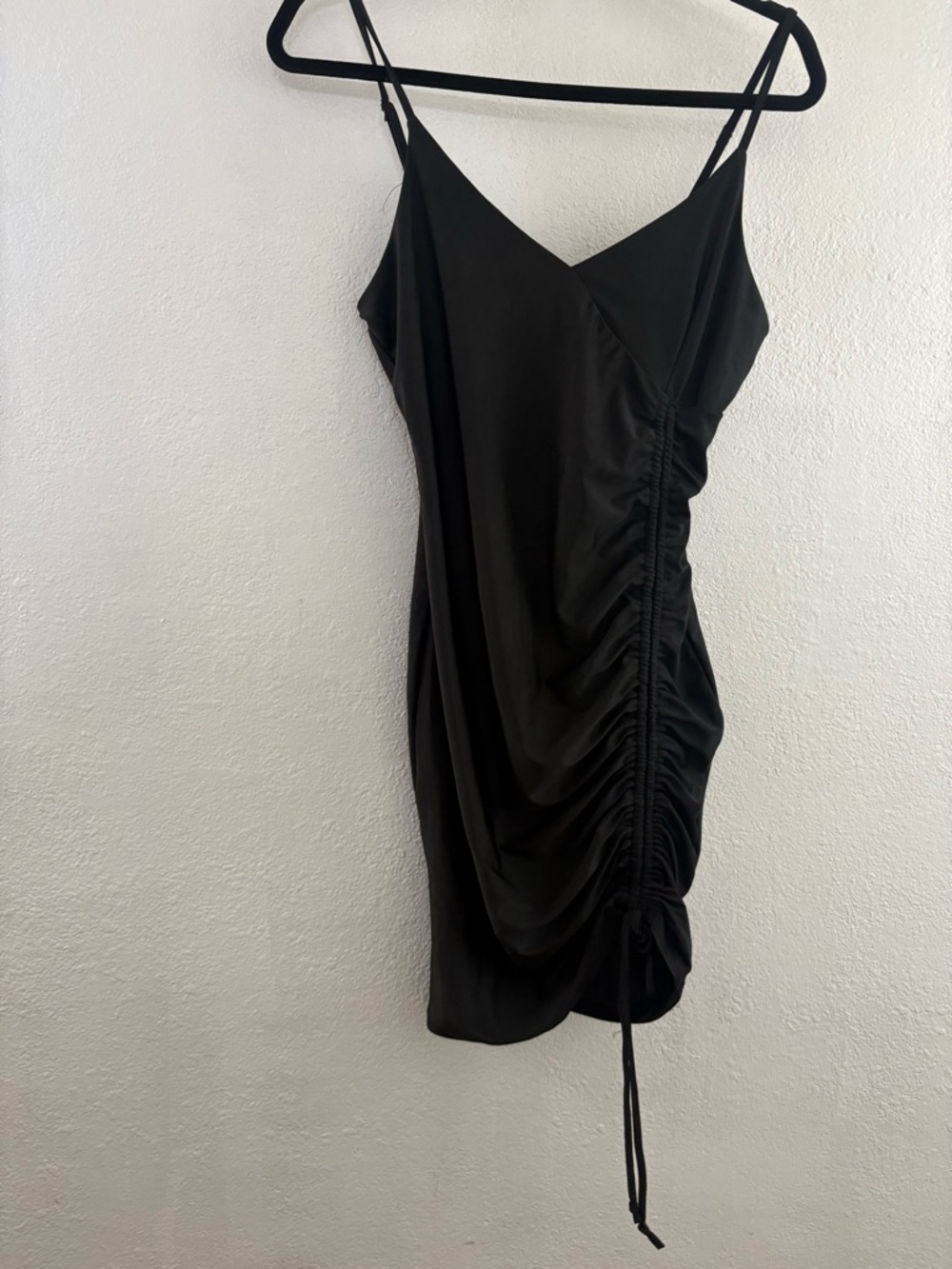 E.L.H. Studio Women's Black Bodycon  side ruched Dress Size L